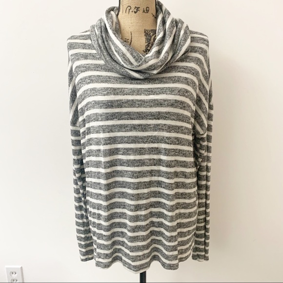 Maurices Sweaters - Maurice’s Gray White Striped Cowl Neck Sweater L